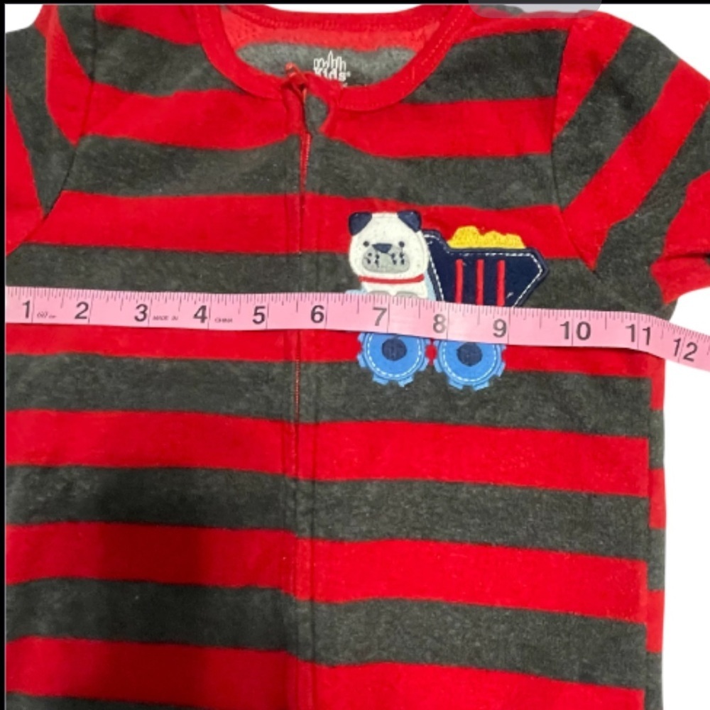 Kids Headquarters  Set of 2 Striped Red and Gray Kids One Piece Pajamas - Picture 6 of 8